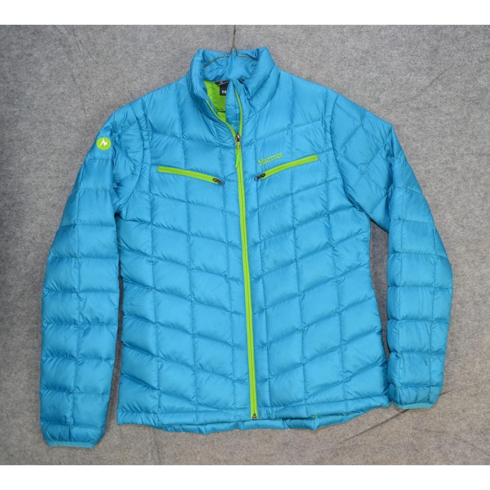 Marmot Jacket Mens L Blue Down Insulated Full Zip Lightweight Puffer Coat‎